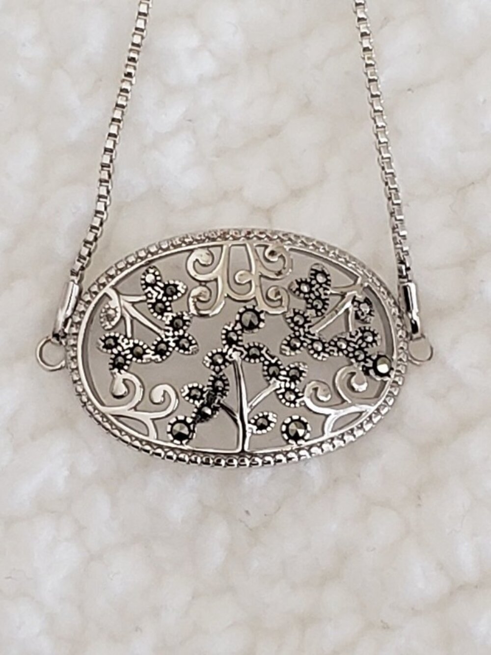 IBB CN Marcasite Accents Floral Silver Tone Adjustable Bracelet